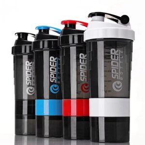 Spider Sport Gym Shaker Water Bottle 3 in 1