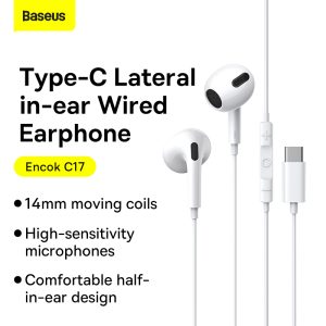 Baseus Encok Type-C lateral in-ear Wired Earphone C17 White