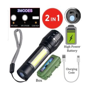 Small Mini Zoomable LED Torch Light Rechargeable Tactical/COB Flashlight