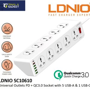 Ldnio 2500w 10 Sockets + 4 USB + 1 Type-C PD + 1 QC3.0 Desktop Extension Home Charger With 2M EU