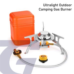 Outdoor Gas Burner Portable Backpacking Camping Hiking Mini Stove with Split Adapter
