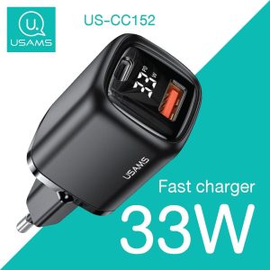 USAMS US-CC152 T46 33W PD+QC Digital Display Fast Charger
