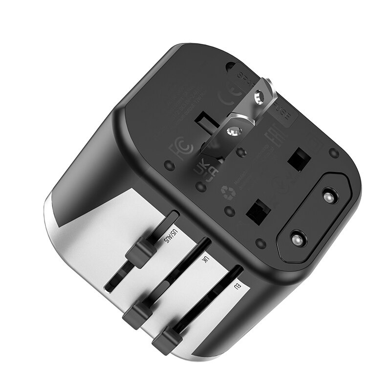 Hoco AC5 2USB+1Socket Universal Travel Adapter - Image 2