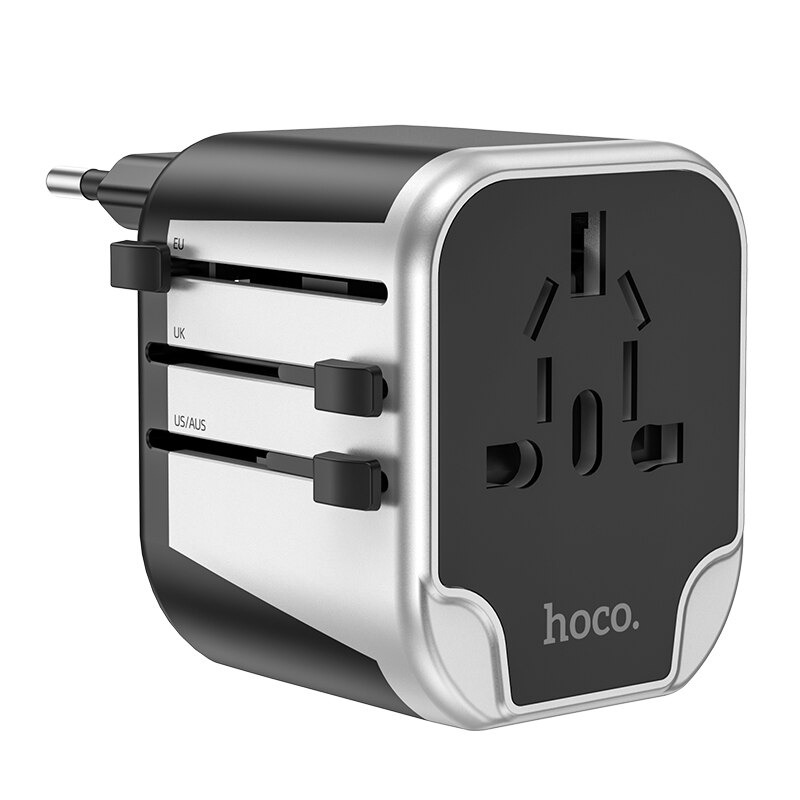 Hoco AC5 2USB+1Socket Universal Travel Adapter - Image 3