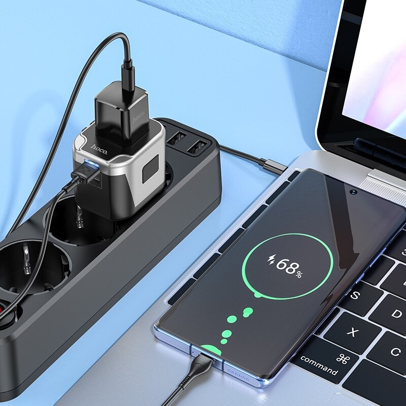 Hoco AC5 2USB+1Socket Universal Travel Adapter - Image 5