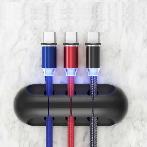 3 Holes Self-adhesive Silicone Cable Holder, Flexible USB Cable Organizer, Clips Management for Mouse, Keyboard, Headphone