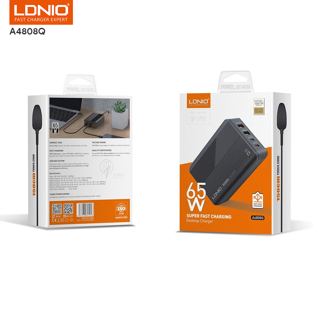 LDNIO 65W Super Fast Charging Station Desktop Mobile Charger - Image 9