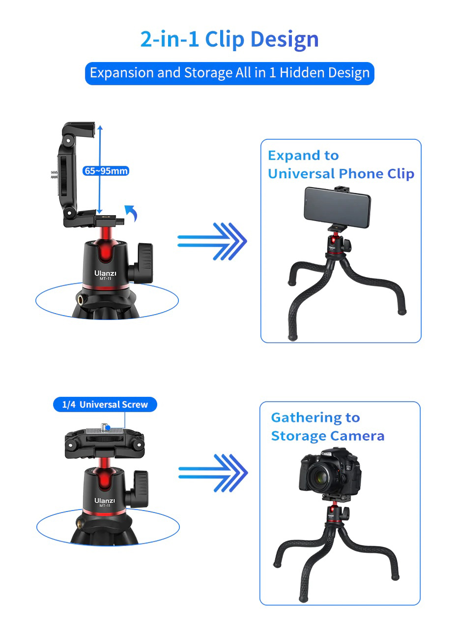 Ulanzi MT-11 Octopus Tripod with Built-In Phone Mount - Image 9