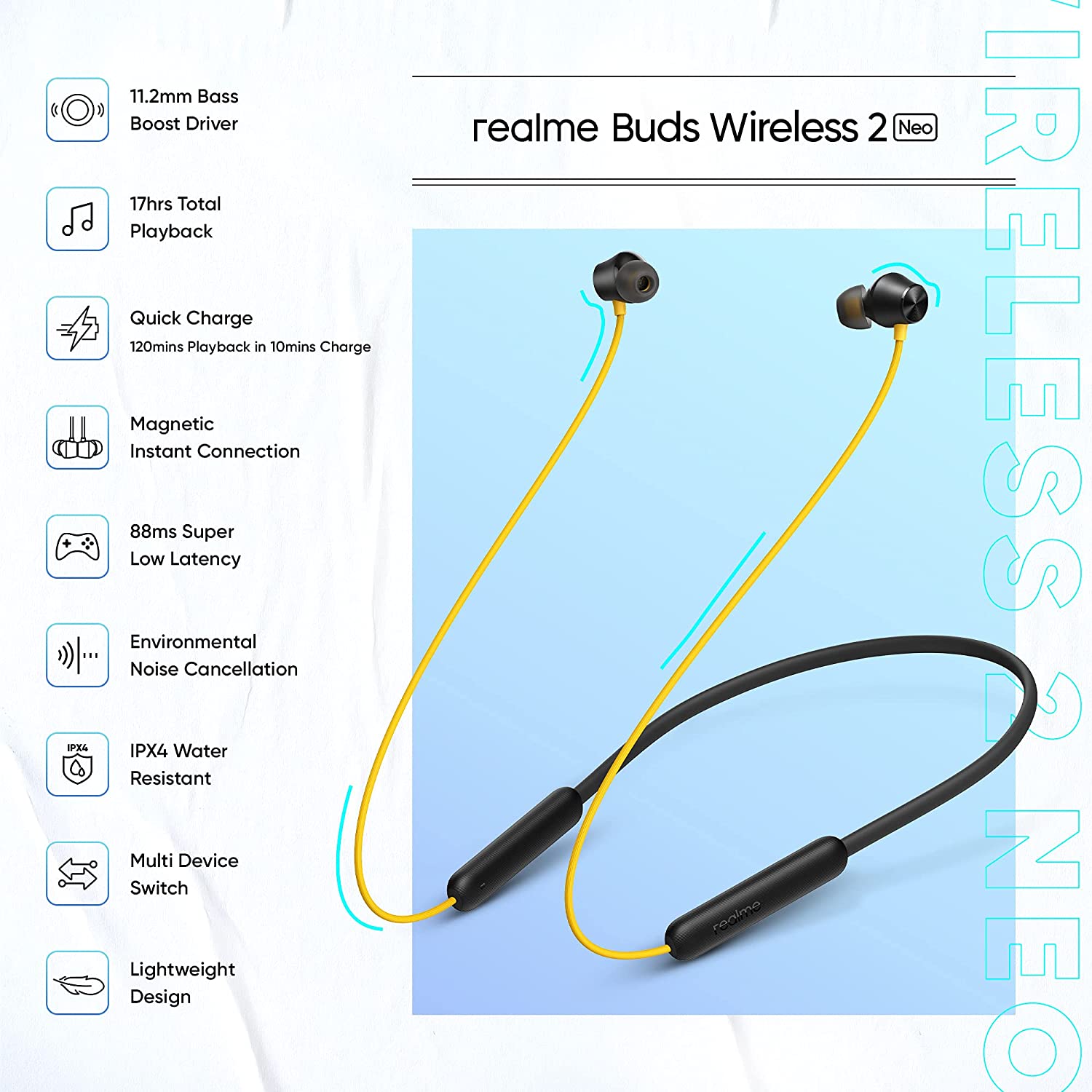 Realme Buds Wireless 2 Neo Earphones with Type-C Fast Charge - Image 2